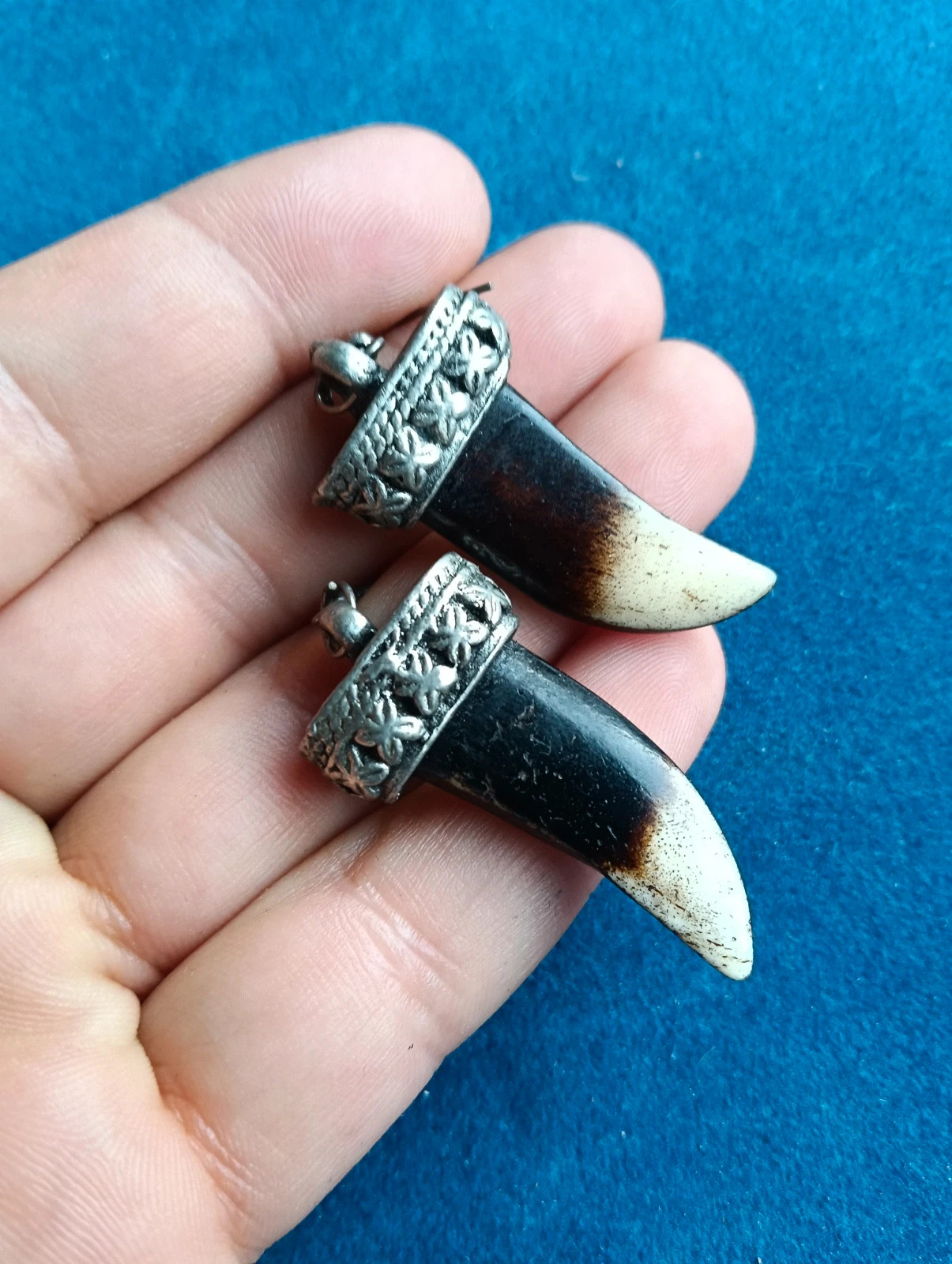Last price 🔥 Tribal Style horn earrings with silver tone ornamental caps – Bohemian 5
