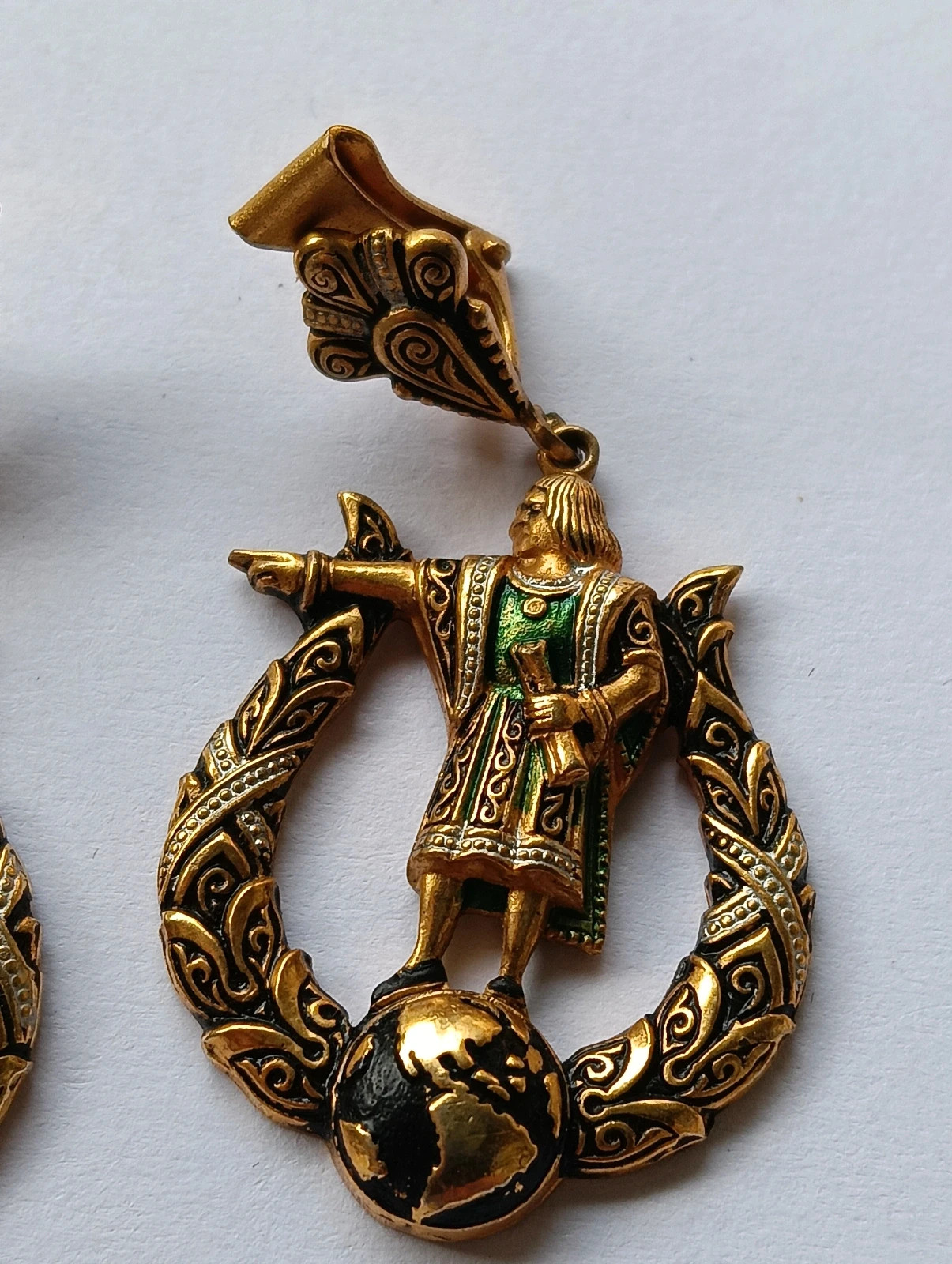 Boucles d'oreilles Pendientes damasquinado toledo Damascene earrings Cristóbal Colon 2