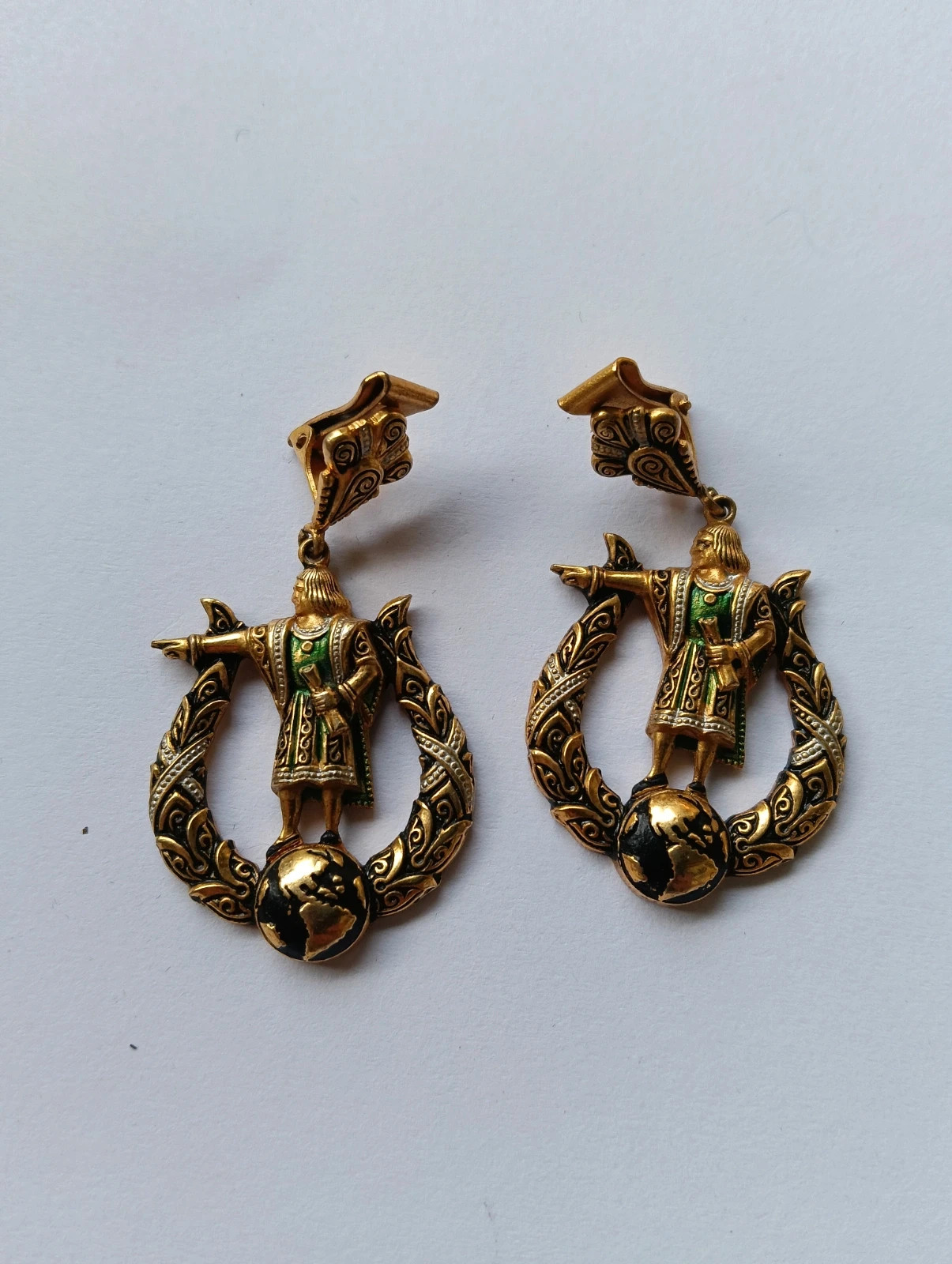 Boucles d'oreilles Pendientes damasquinado toledo Damascene earrings Cristóbal Colon 3