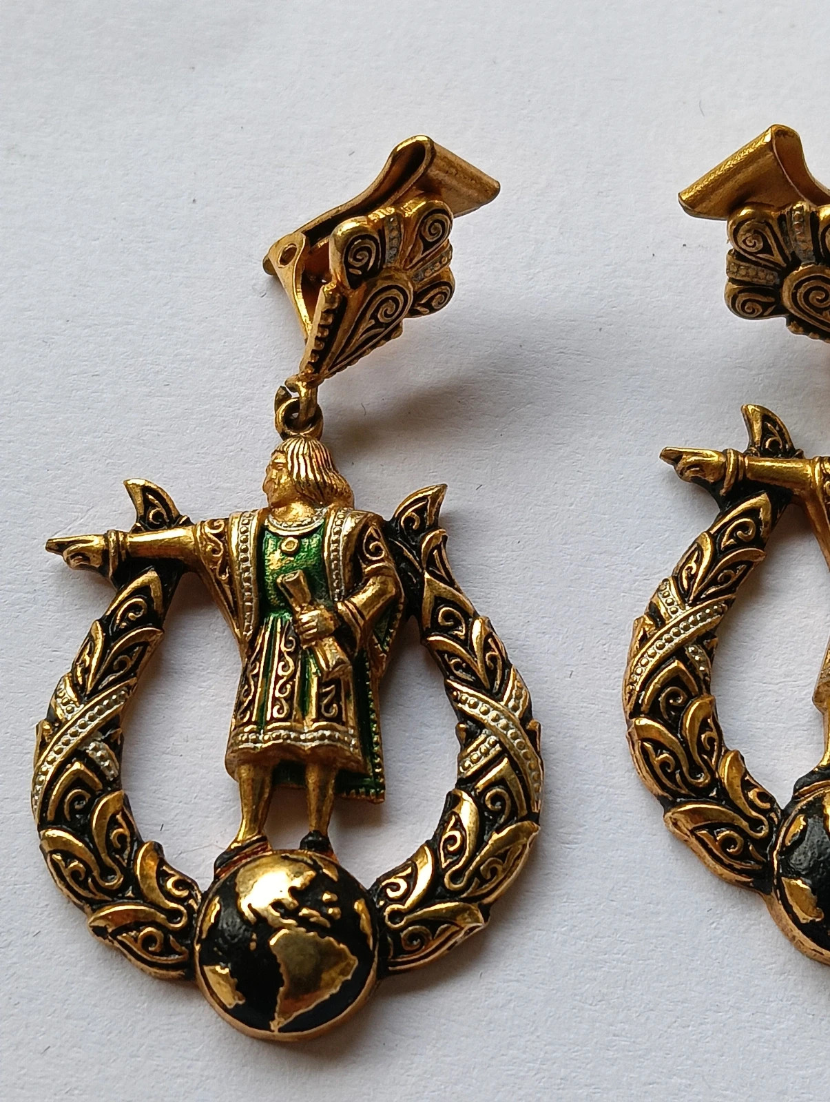 Boucles d'oreilles Pendientes damasquinado toledo Damascene earrings Cristóbal Colon 4