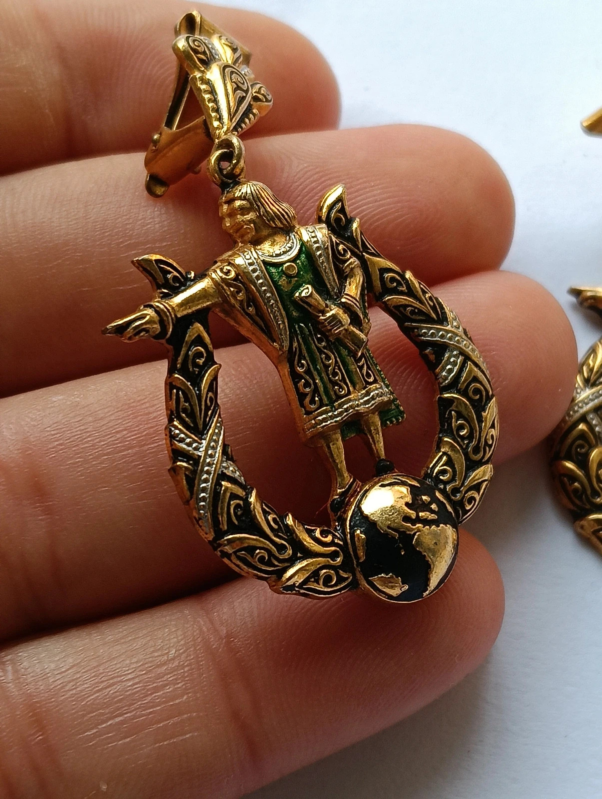 Boucles d'oreilles Pendientes damasquinado toledo Damascene earrings Cristóbal Colon 5