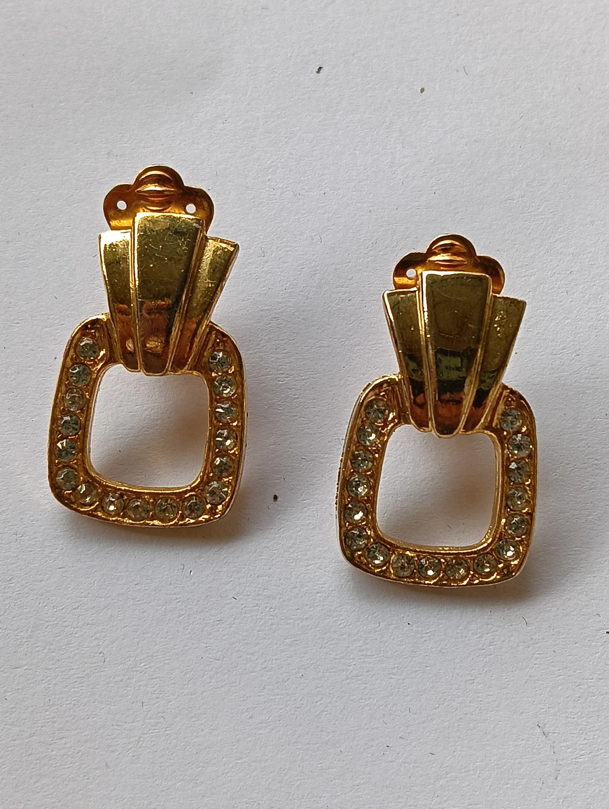 Boucles d'oreilles David Grau gold plated with rhinestones clip