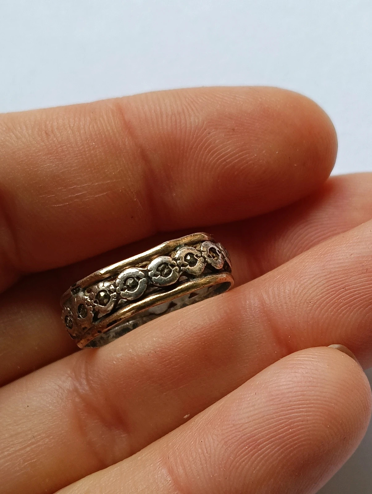 Bague art deco en argent sterling Silver ring Anillo antiguo de plata y marcasitas – ArtDeco – taille 17,3 mm 2