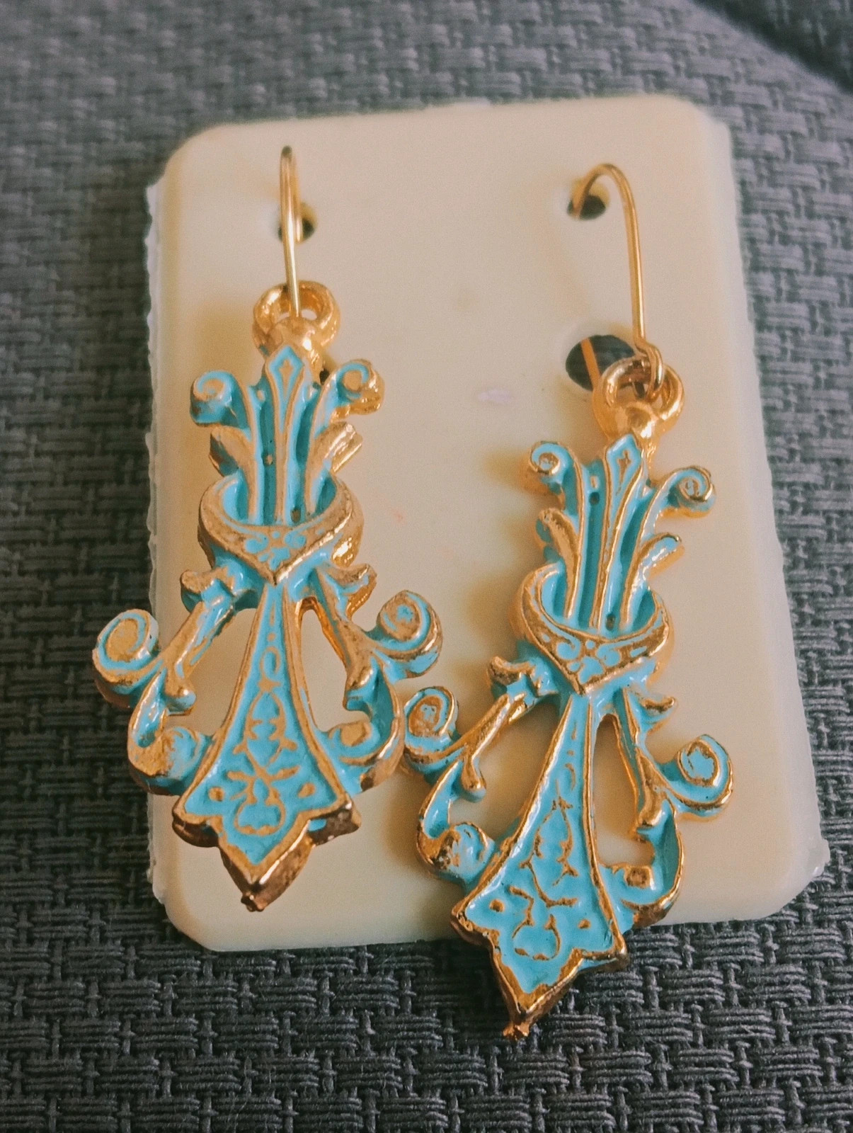 Pendientes dorados Art Deco Boucles d'oreilles vintage Earrings gold tone – Art Deco