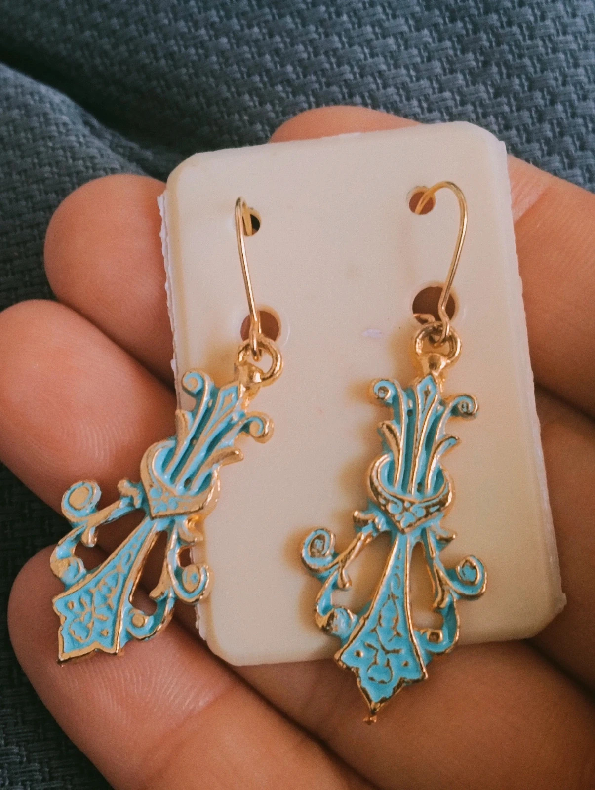 Pendientes dorados Art Deco Boucles d'oreilles vintage Earrings gold tone – Art Deco 2