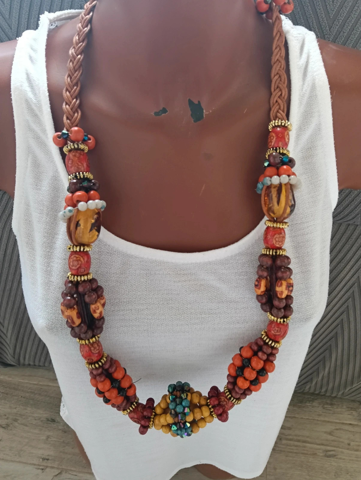 Vintage boho necklace: Collier etnico de ámbar & bois – Bohemian 2