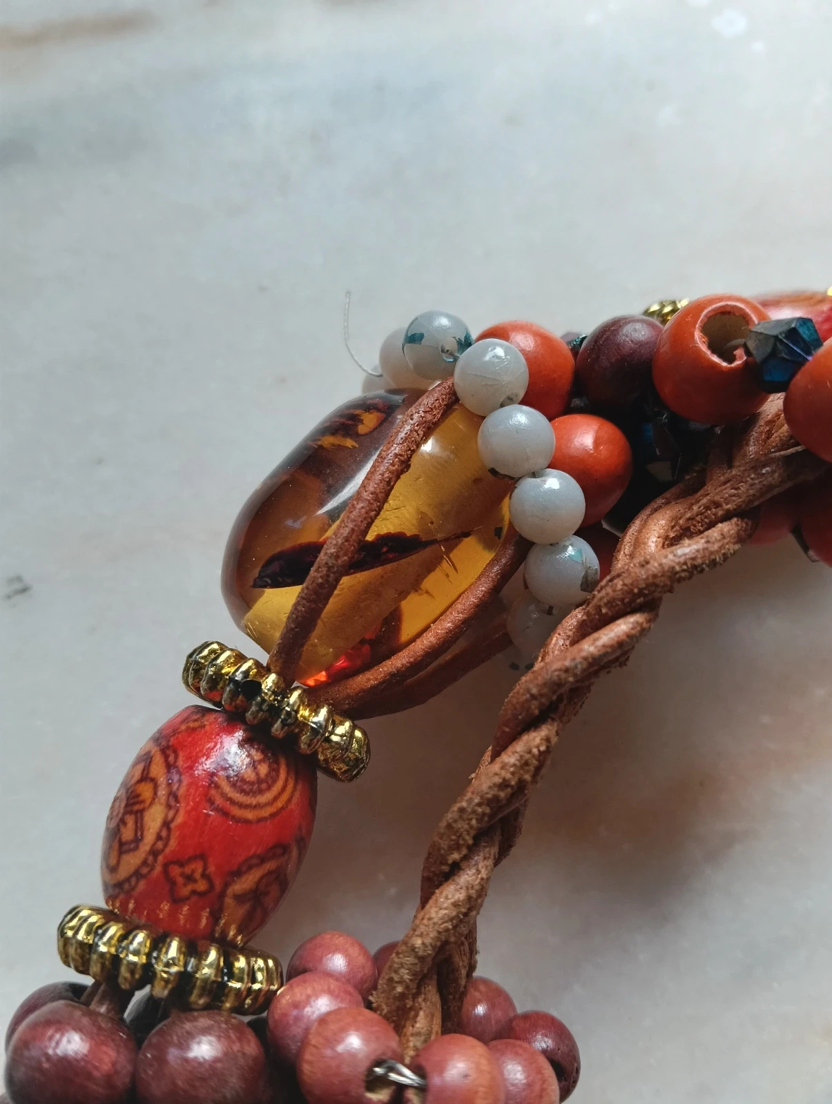 Vintage boho necklace: Collier etnico de ámbar & bois – Bohemian 3