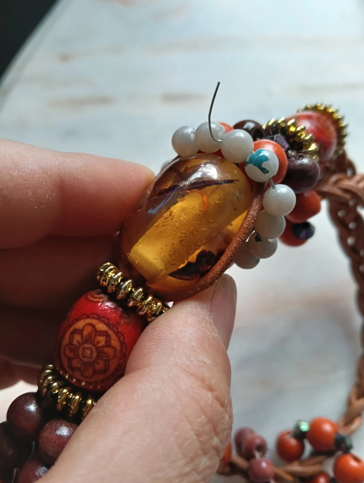 Vintage boho necklace: Collier etnico de ámbar & bois – Bohemian 4