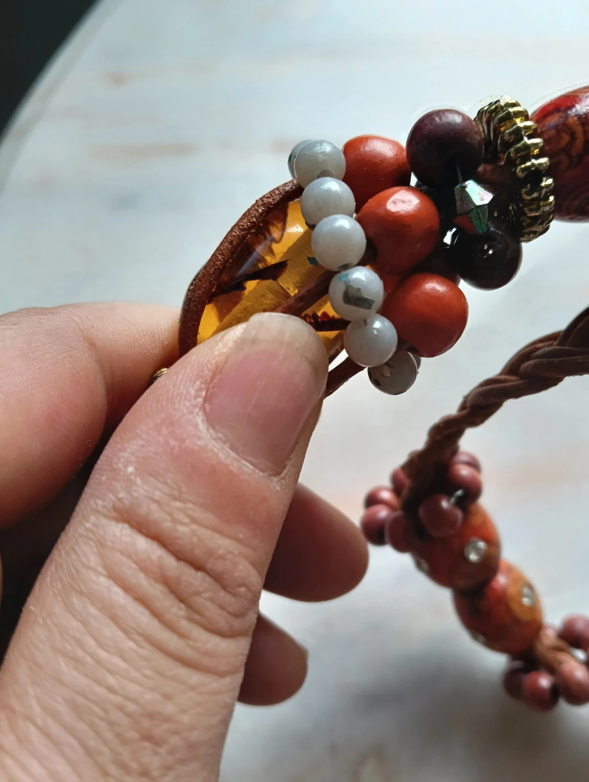 Vintage boho necklace: Collier etnico de ámbar & bois – Bohemian 5