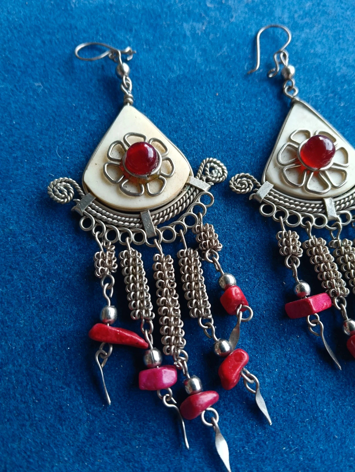Ethnic earrings coral bone & tibetan silver – Ethnic 2