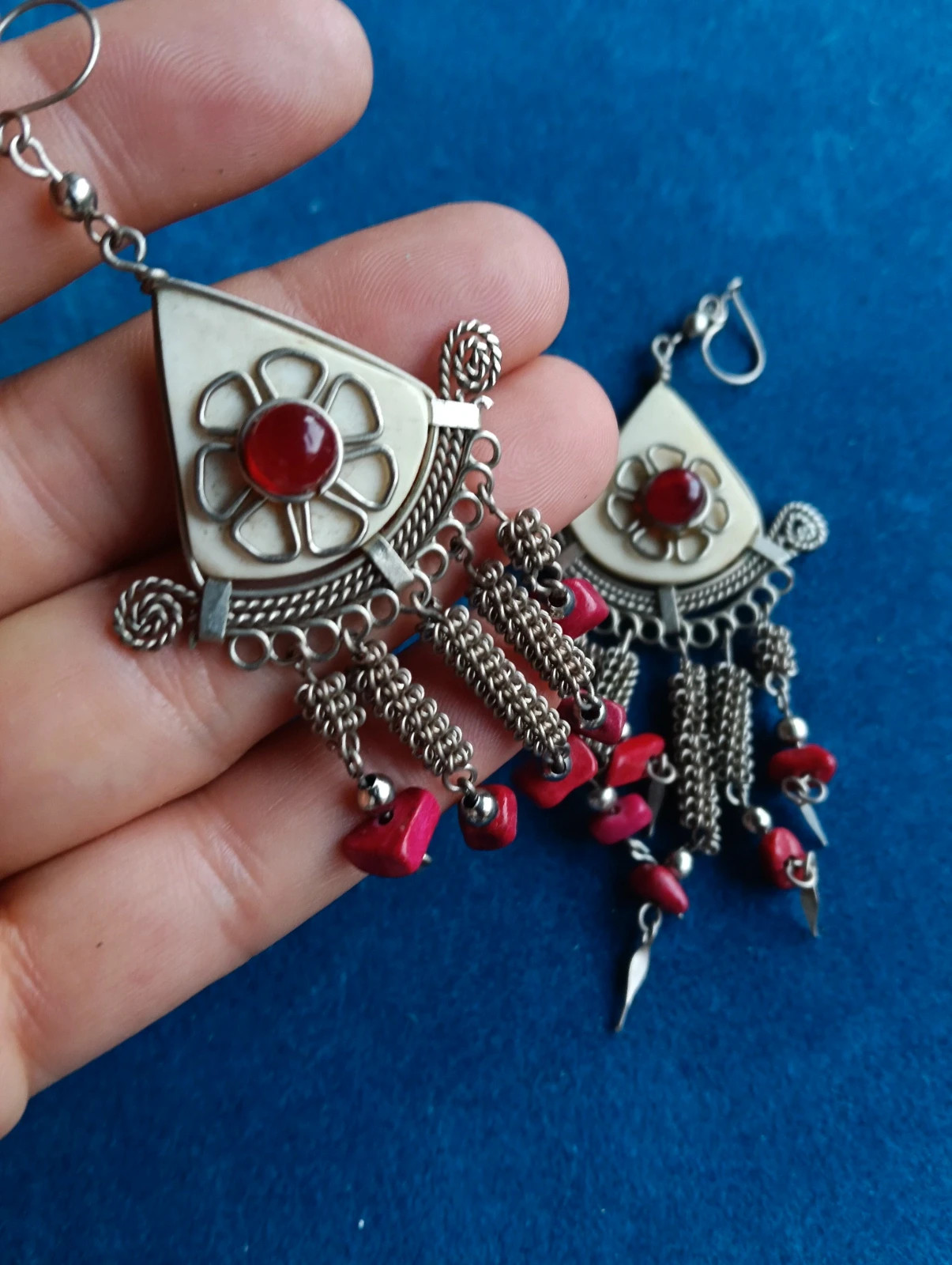 Ethnic earrings coral bone & tibetan silver – Ethnic 5