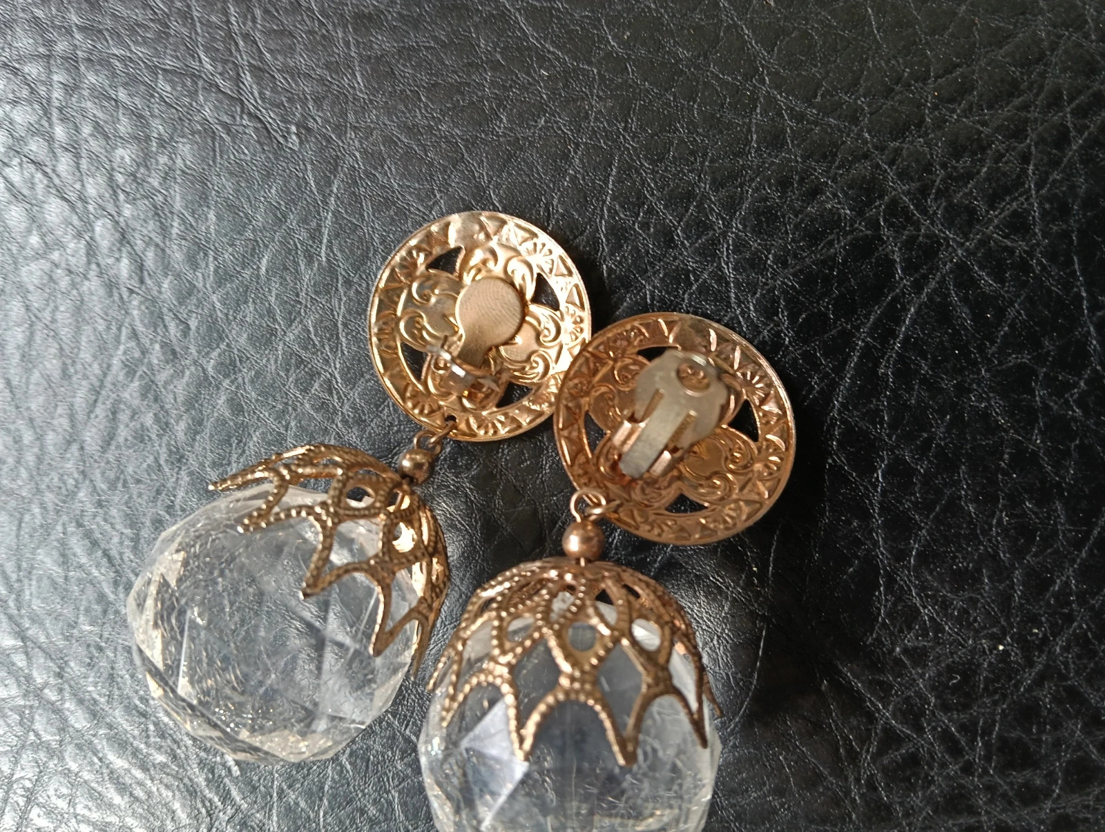🔥Last price🔥Fabolous vintage filigree & large faceted crystal art deco earrings – Couture 2