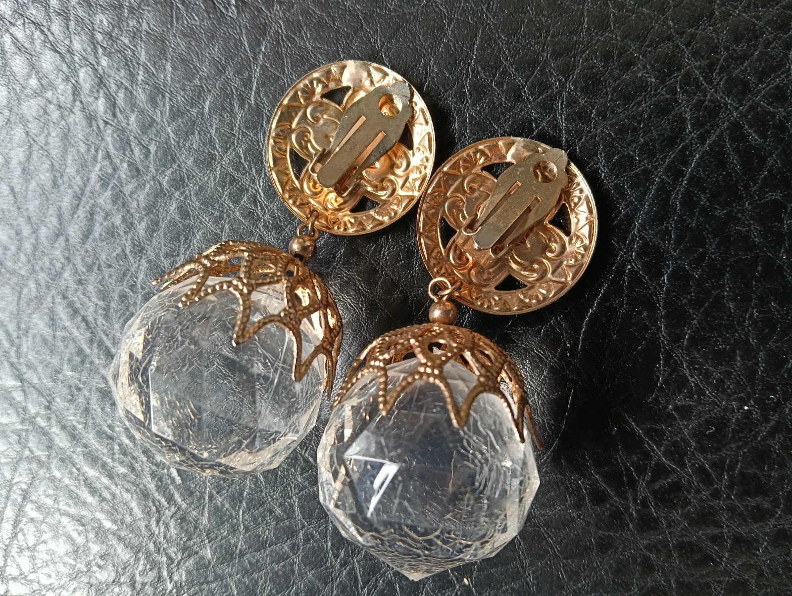 🔥Last price🔥Fabolous vintage filigree & large faceted crystal art deco earrings – Couture 3