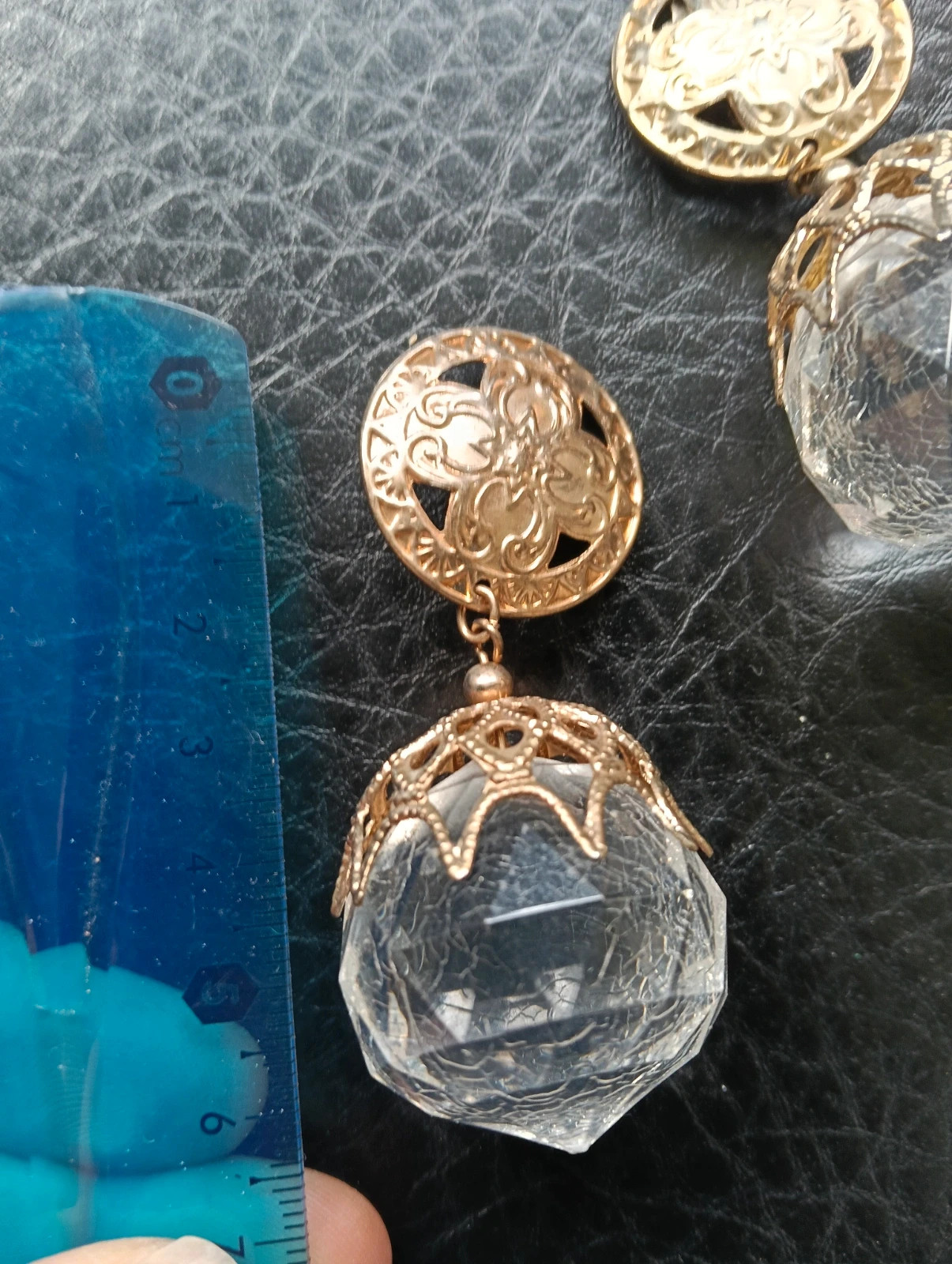 🔥Last price🔥Fabolous vintage filigree & large faceted crystal art deco earrings – Couture 5