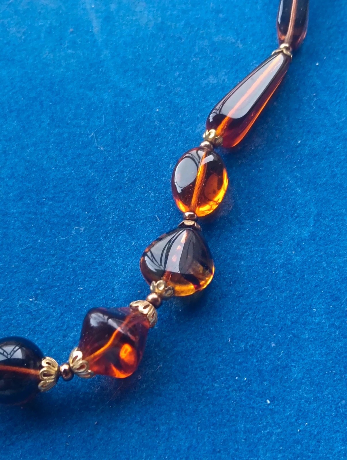 Vintage Czech Art Deco Amber Glass Necklace - Bohemian Beads - Mid-Century Jewelry – Vintage Chic 2