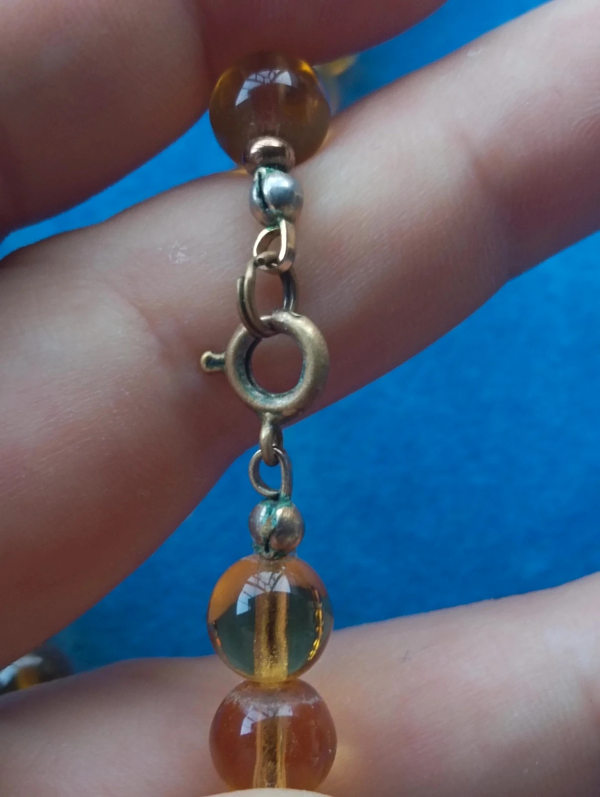 Vintage Czech Art Deco Amber Glass Necklace - Bohemian Beads - Mid-Century Jewelry – Vintage Chic 4