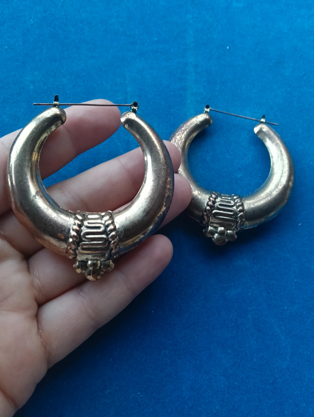 🔥Last price🔥Vintage heavy brass african Style tribal c-hoop earrings – Vintage Chic 2