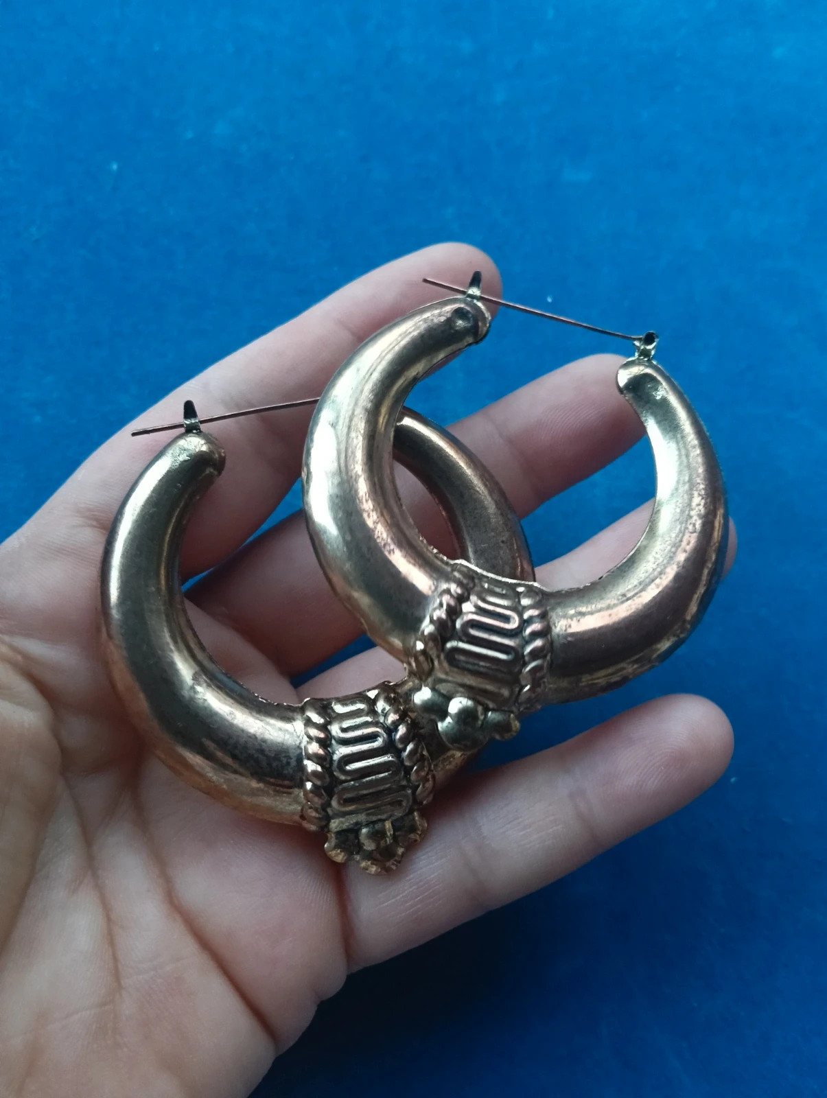 🔥Last price🔥Vintage heavy brass african Style tribal c-hoop earrings – Vintage Chic 3