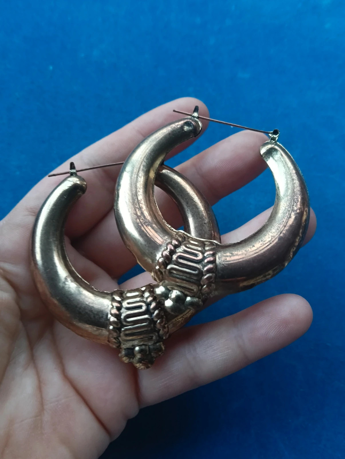 🔥Last price🔥Vintage heavy brass african Style tribal c-hoop earrings – Vintage Chic 4