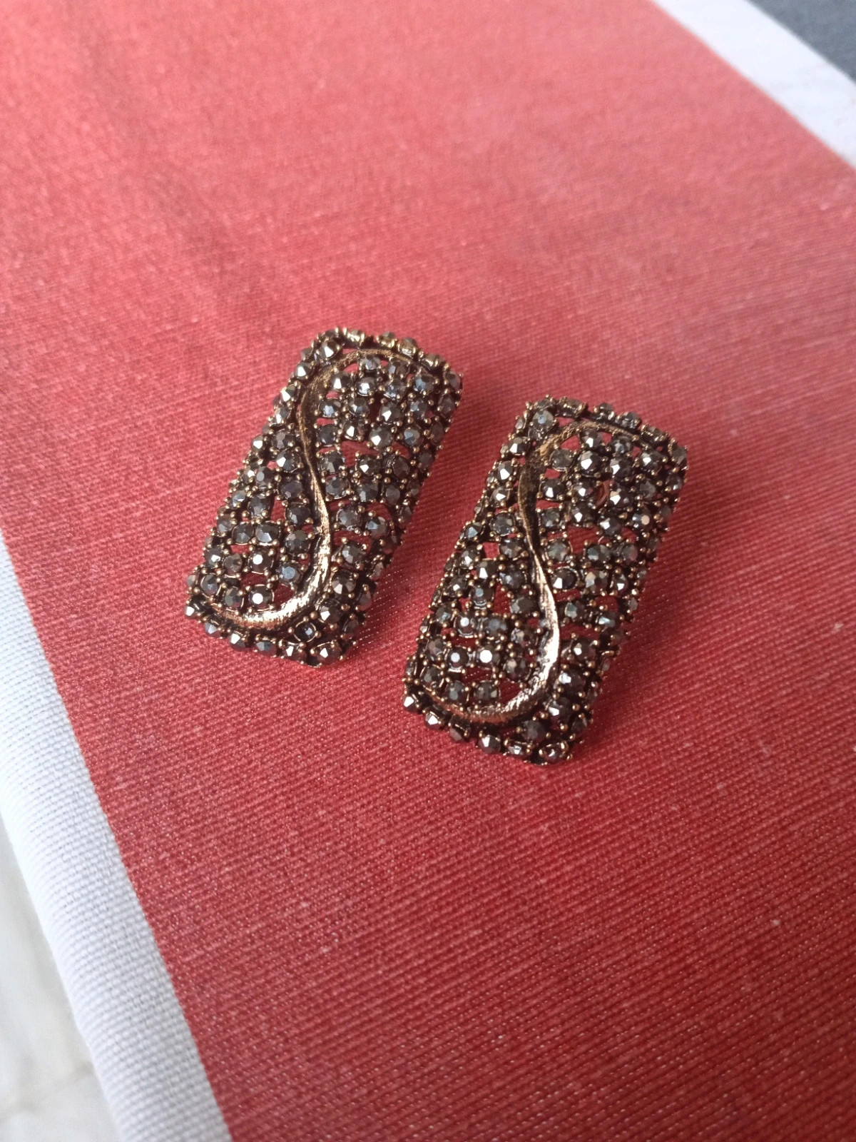 🔥Last price🔥victorian Style marcassite and gunmetal tone earrings – Vintage Chic 2
