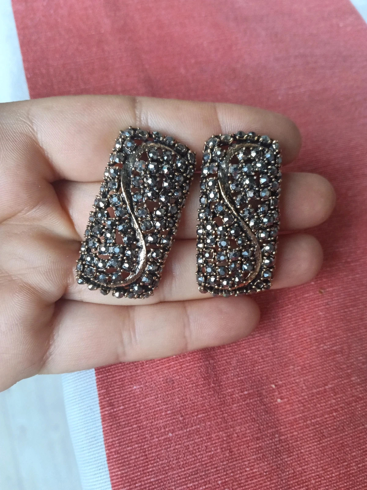 🔥Last price🔥victorian Style marcassite and gunmetal tone earrings – Vintage Chic 4