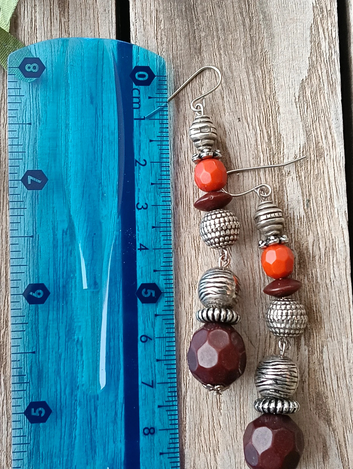 Vintage boho red Orange silver earrings – Bohemian 3