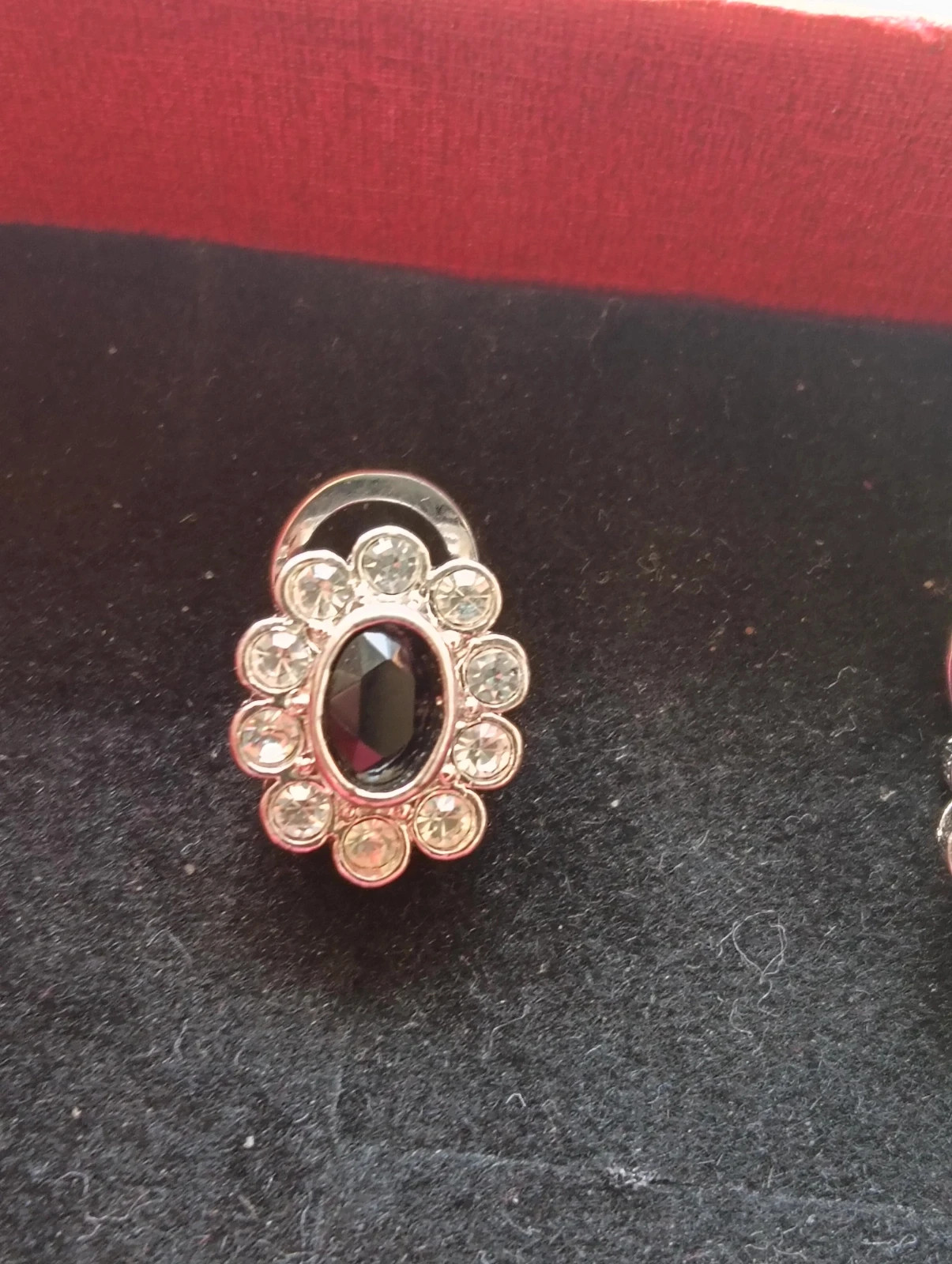Vintage silver plated June earrings Onix cabochon – Vintage Love 3
