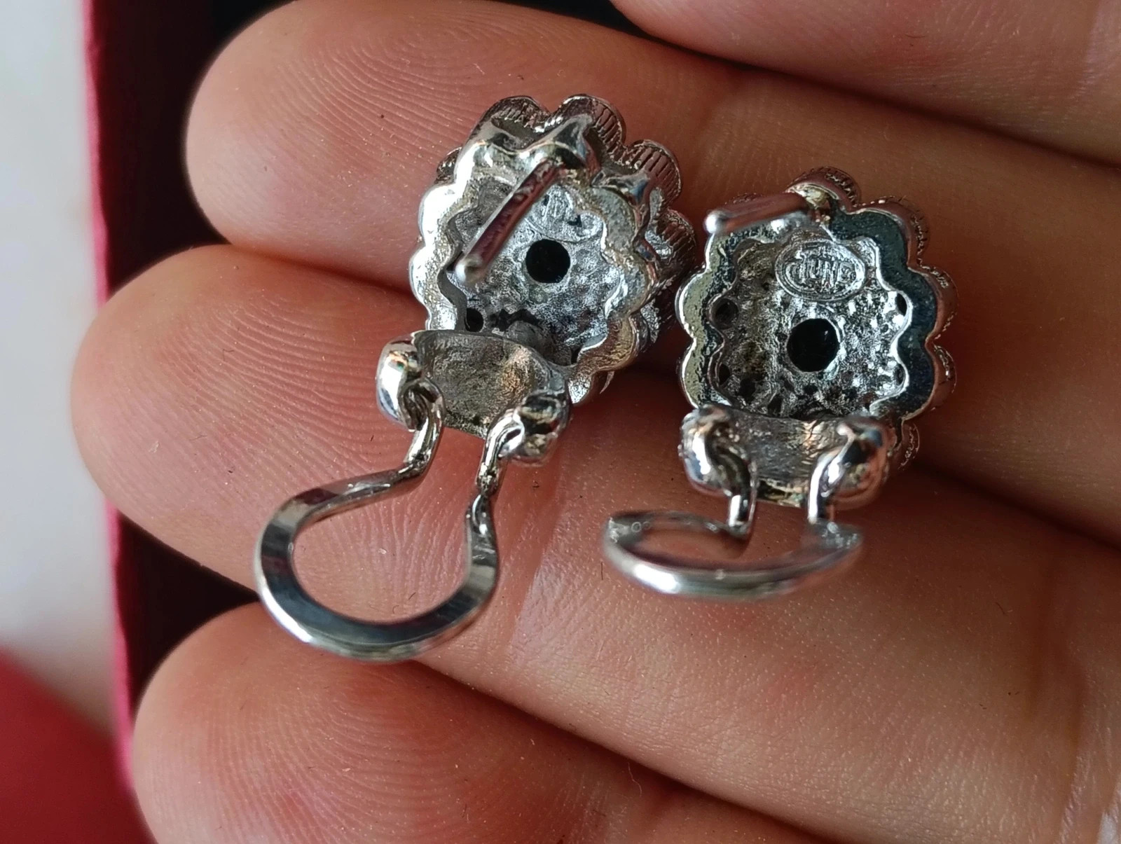 Vintage silver plated June earrings Onix cabochon – Vintage Love 5