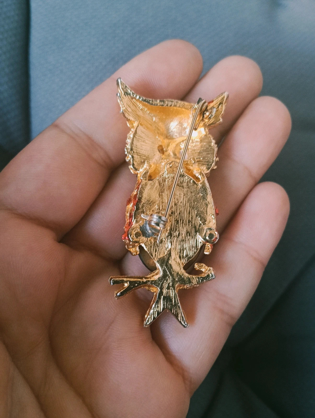 Vintage owl brooch with red Jelly belly cabochon – Vintage Boutique 4
