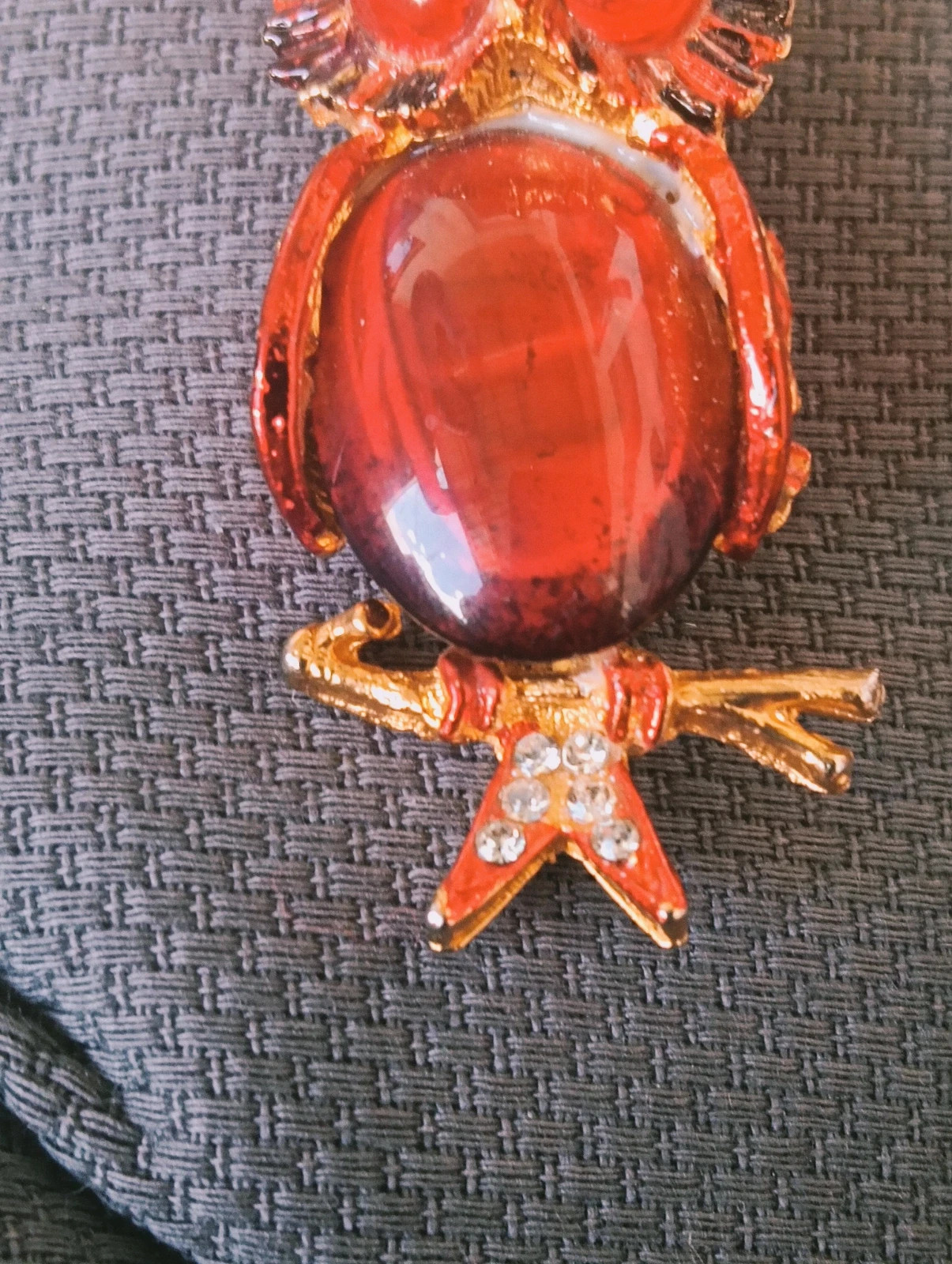 Vintage owl brooch with red Jelly belly cabochon – Vintage Boutique 5