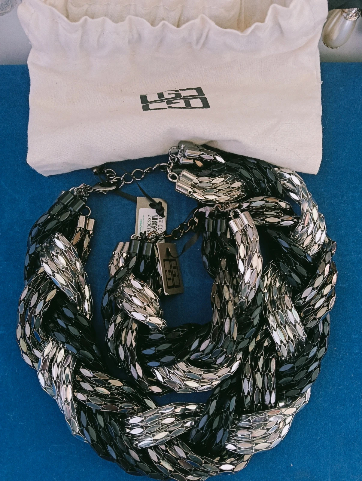 vintage Coast bold braidedmesh statement necklace & bracelet set