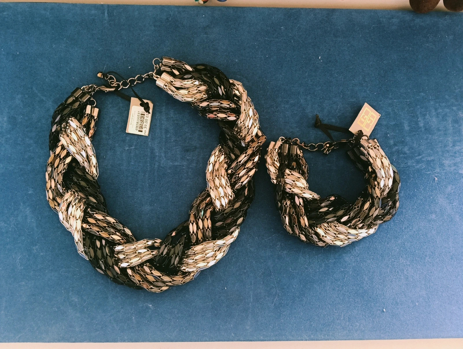 vintage Coast bold braidedmesh statement necklace & bracelet set – Couture 3