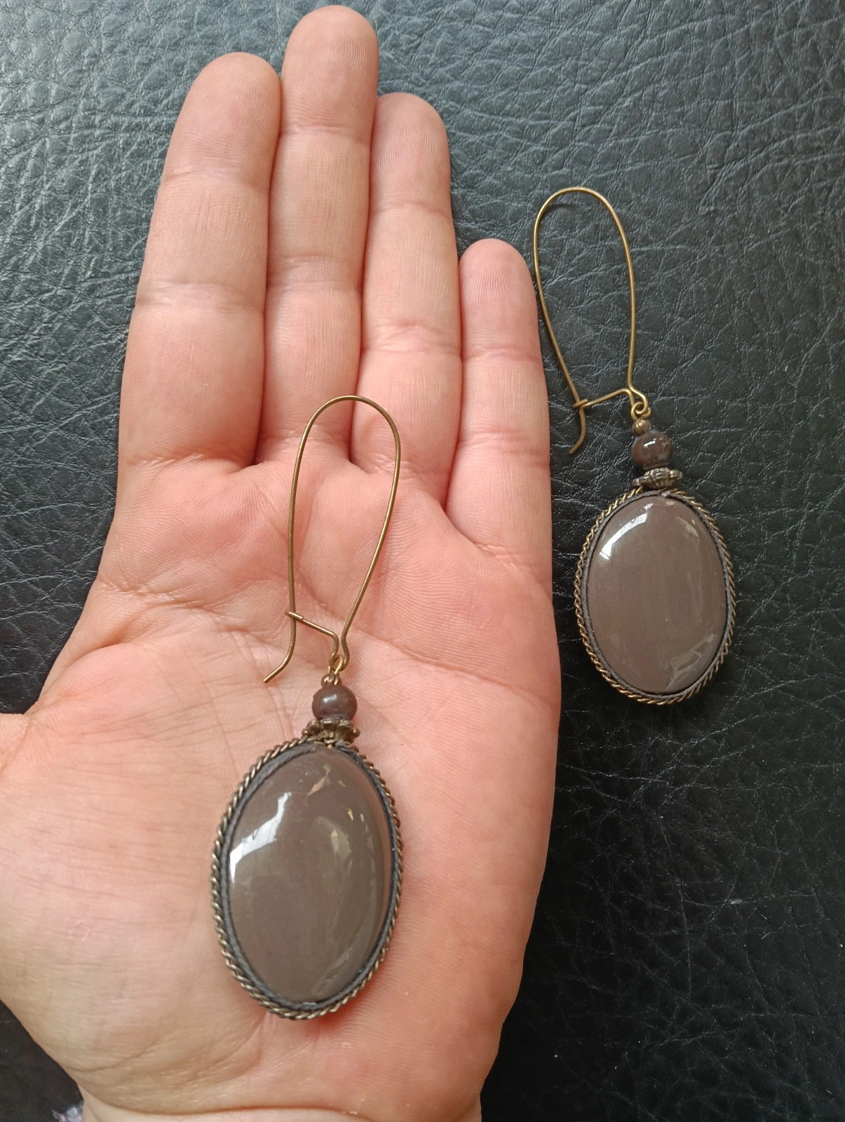 Vintage boho bronze drop earrings kidney wire hooks – Bohemian 2