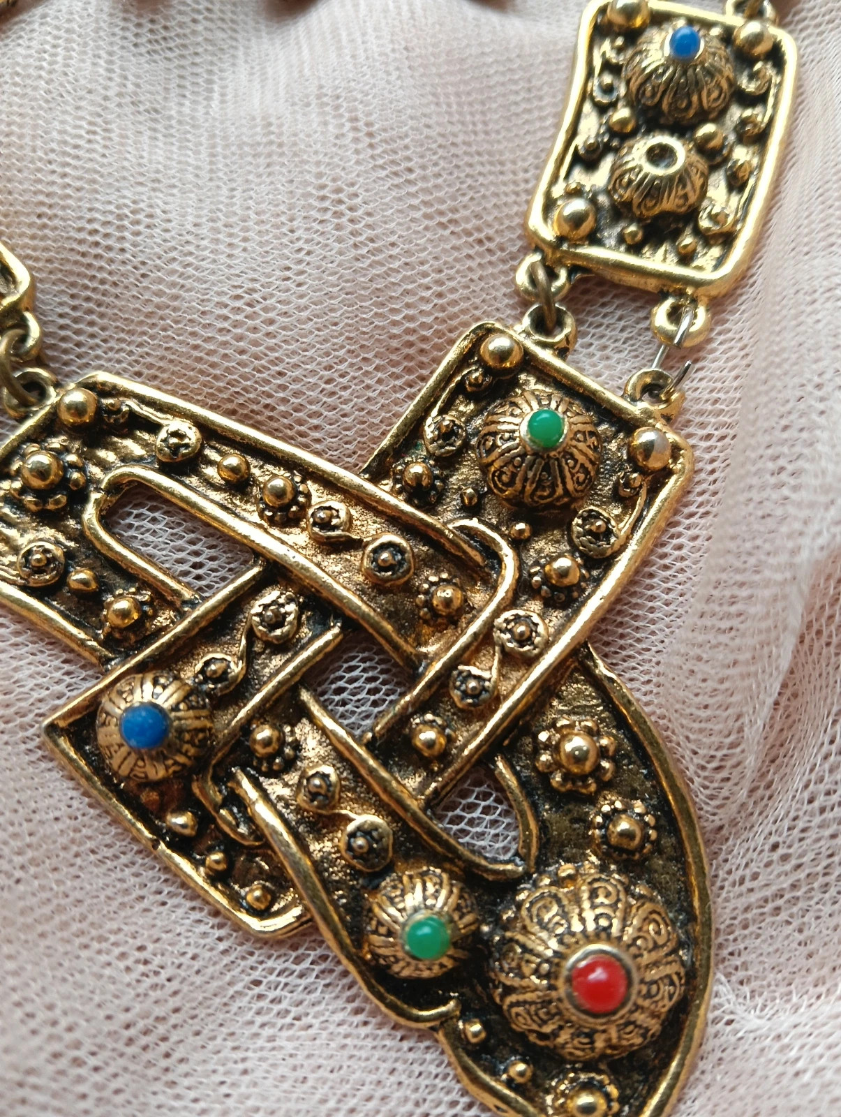 Rare Byzantine revival statement necklace & (without earrings) with colorful accents🔥🔥 – Vintage Dressing 3