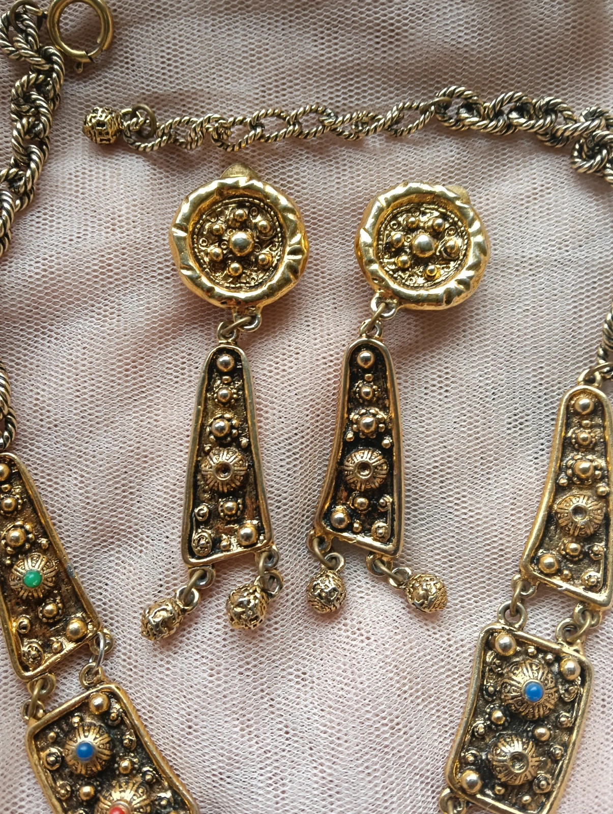 Rare Byzantine revival statement necklace & (without earrings) with colorful accents🔥🔥 – Vintage Dressing 4