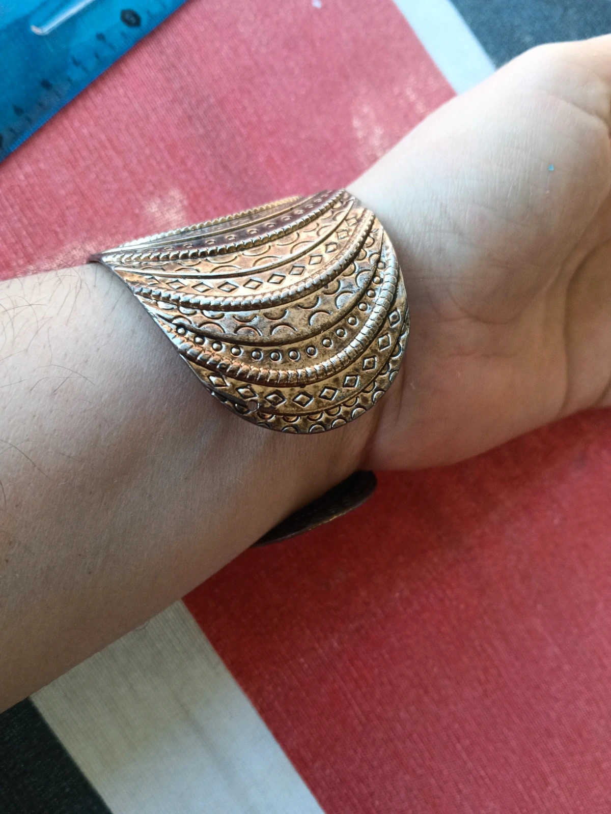 🔥Last price🔥Boho chic embossed cuff bracelet tribal wide metal – Bohemia 4