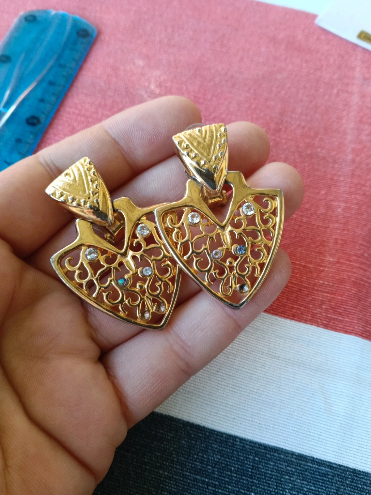 Vintage heart earrings gold plated – Vintage Boutique 3