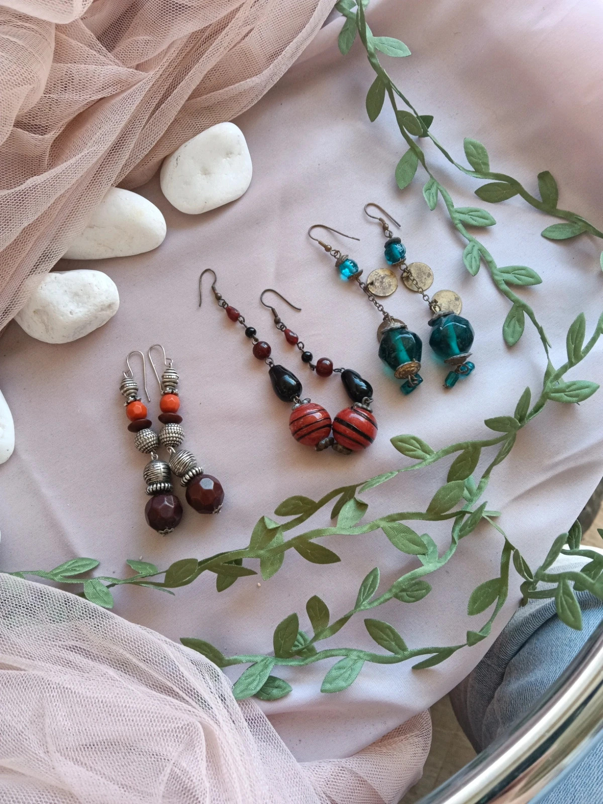 Lot of 3 pairs vintage Bohemian earrings