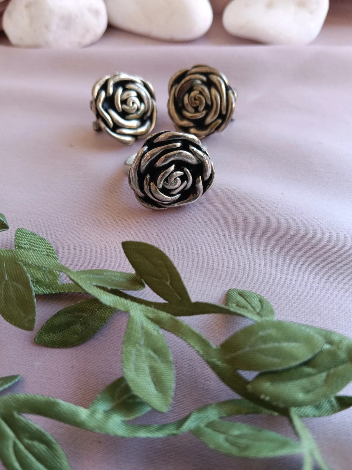 Antique Set ring and earrings flowers alpaca – taille 18,1 mm 3