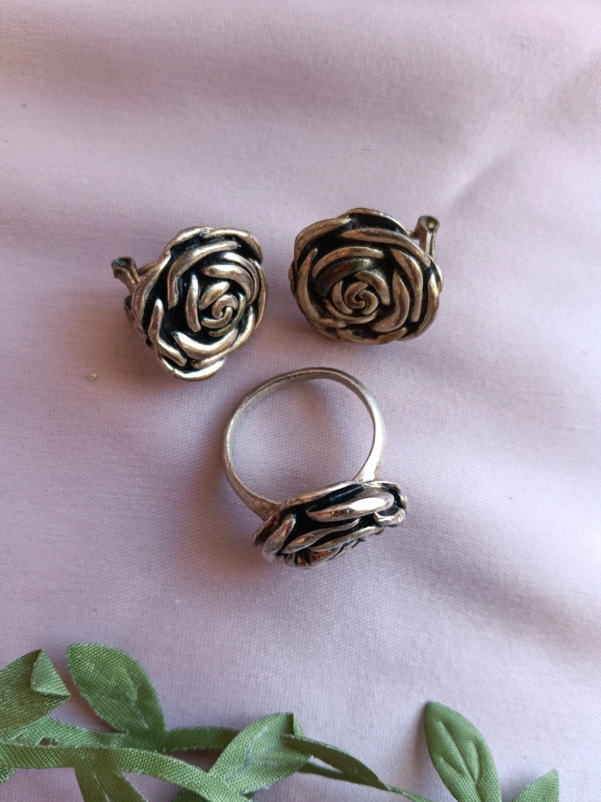 Antique Set ring and earrings flowers alpaca – taille 18,1 mm 5