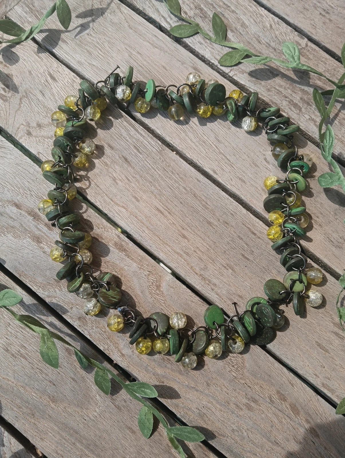 Vintageboho forest green necklace