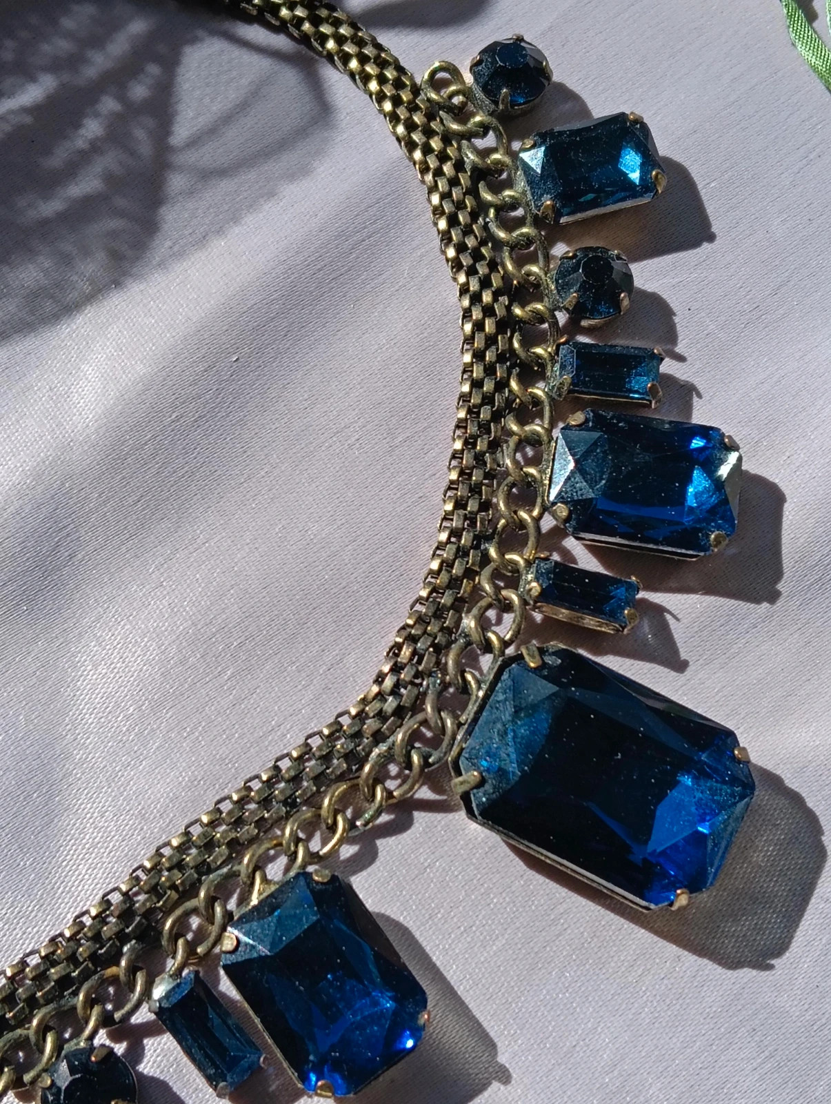 🔥 Last price🔥Antique bronze statement necklace with sapphire blue crystal – Vintage Chic 2