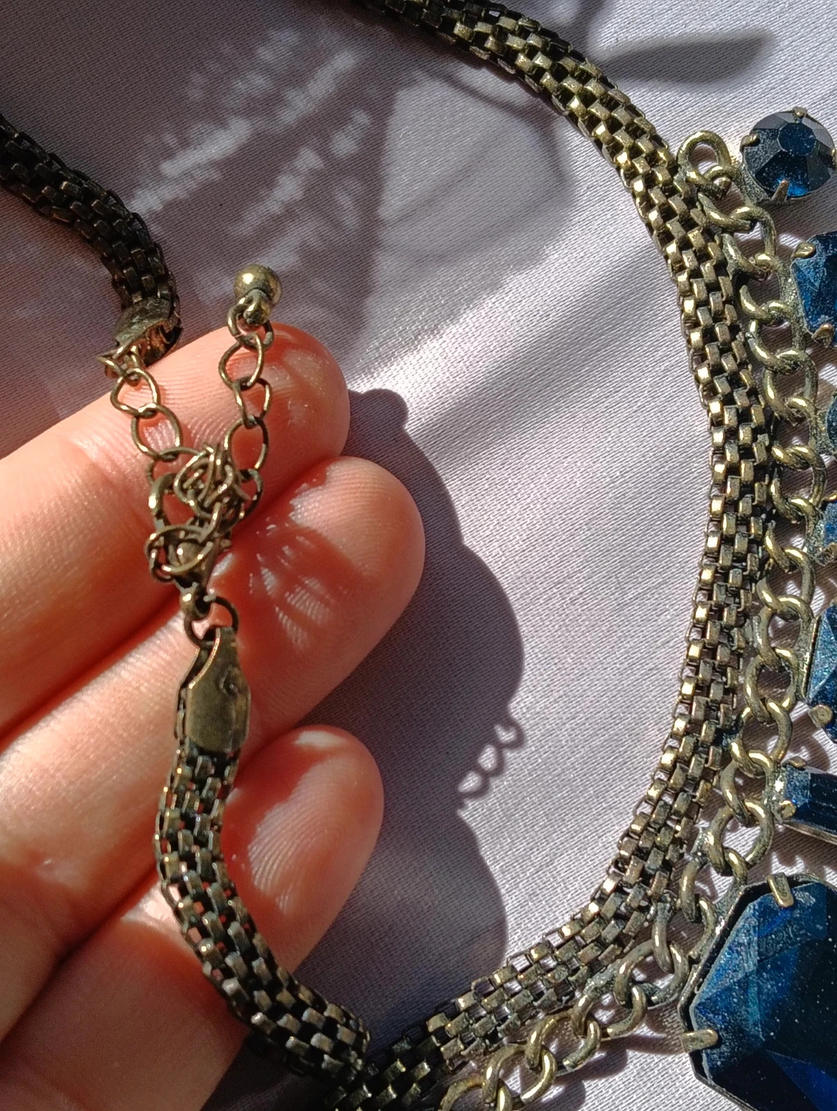 🔥 Last price🔥Antique bronze statement necklace with sapphire blue crystal – Vintage Chic 3