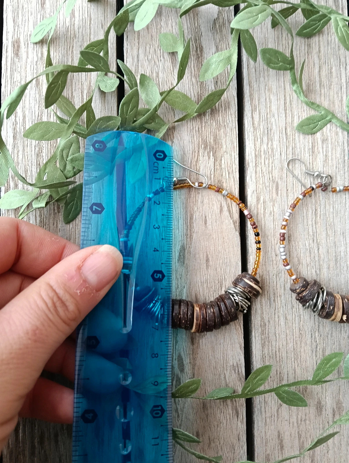 Bohemian Hoop earrings natural coconut wood disc – Bohemian 5