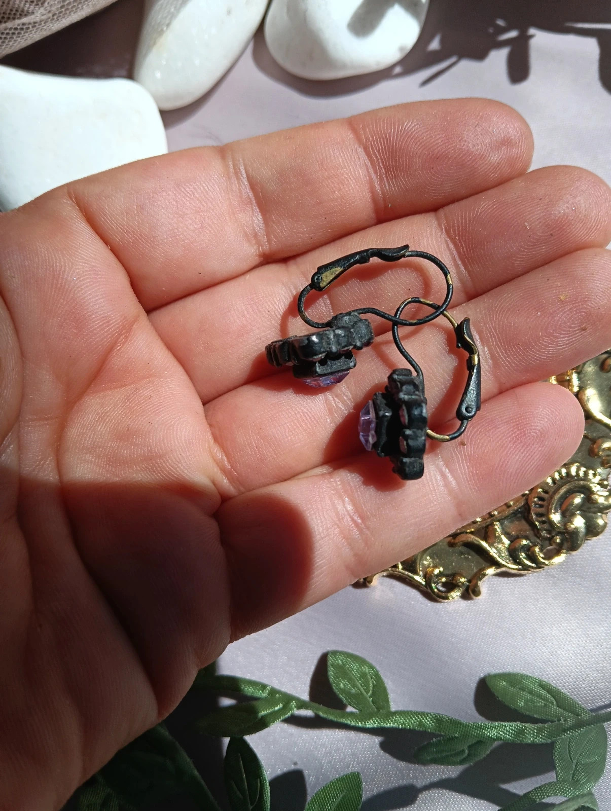 Vintage Bohemian Style purple rhinestone square earrings – Boutique Bohéme 5