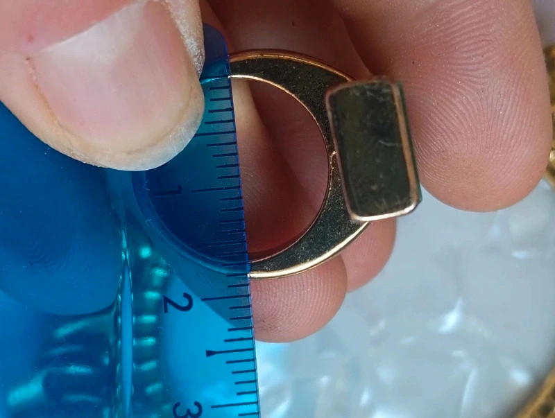 🔥Last price🔥Vintage statement maxi ring rectangular banded faux Green malachite – Vintage Chic – taille 16,9 mm 4