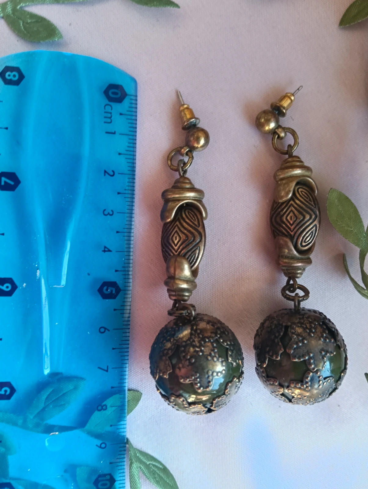 Vintage bronze & forest green filigree bohemian earrings – Bohemian 5