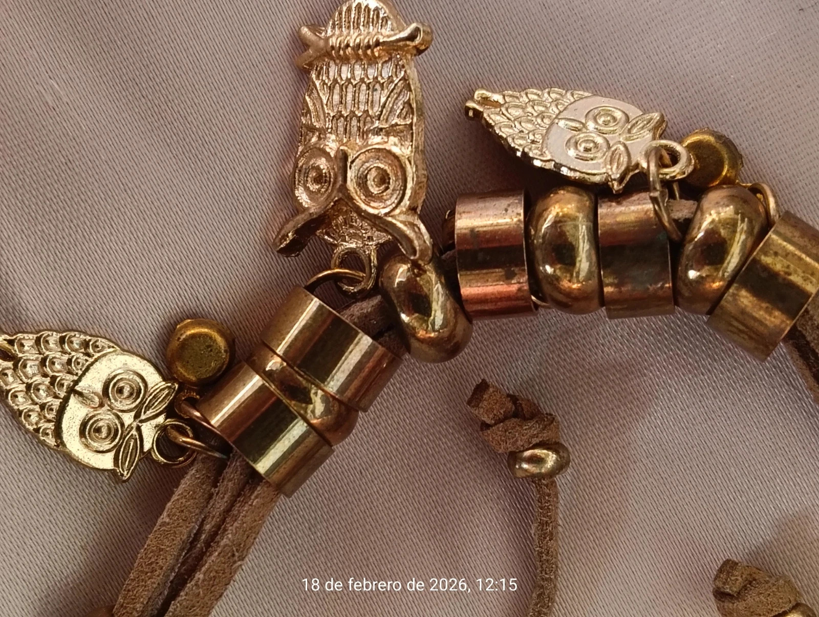 Antique bronze multi layer suede cord bracelet with OWL charm – Boutique Bohéme 4
