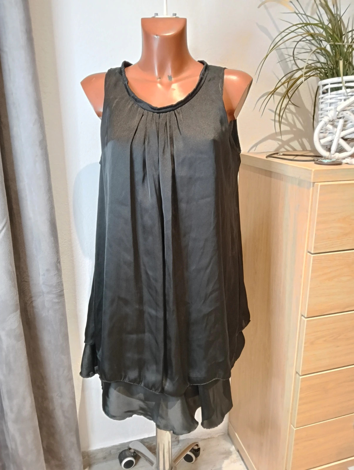 Black elegant dress sleeveless cocktail summer size 46 – Vintage Dressing – taille XXXL / 46 / 18