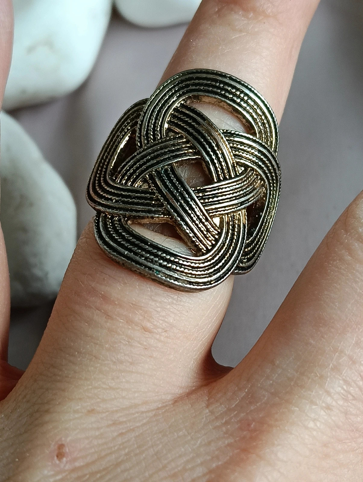 Vintage textured Celtic knot state ring size 8 17mm – Celtic – taille 17,3 mm 2